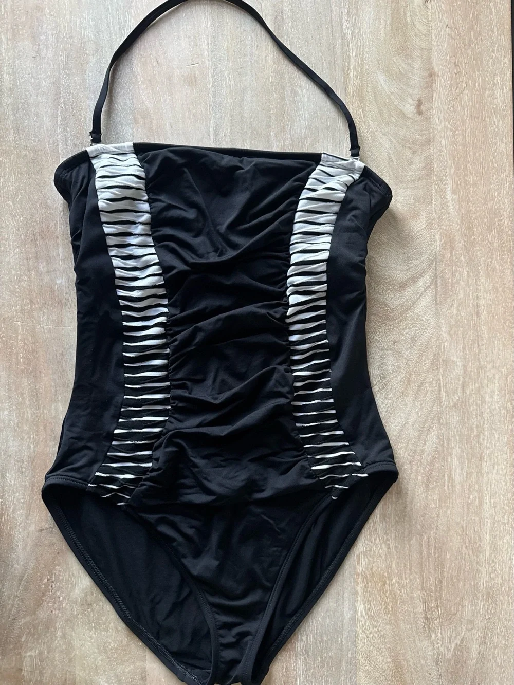 La Blanca Black One-Piece Swimsuit with White Contrast Panels